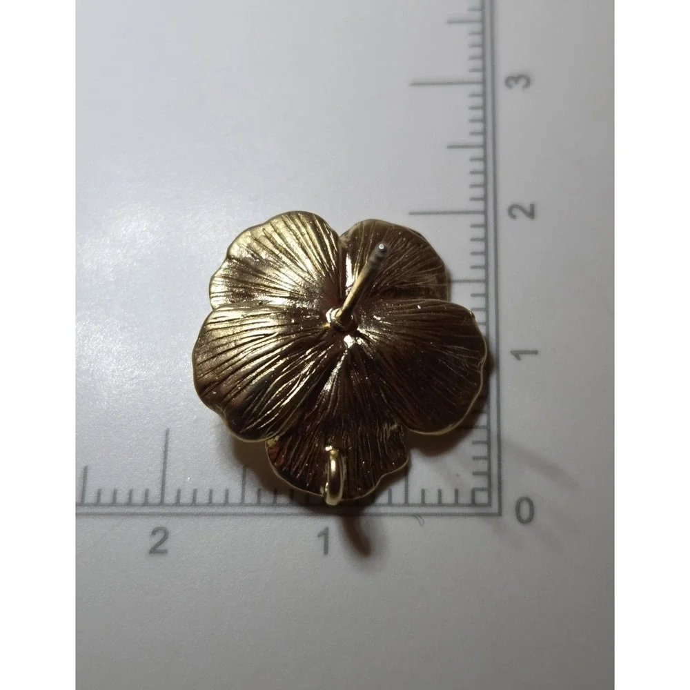 Stunning Vintage Sterling Silver Magnolia Flower Post Earrings Gold Tone